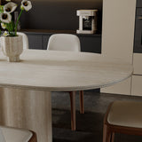 Sintered Stone Dining Table with Wavy Pedestal Base