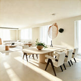 Sculptural Marble Dining Table with Wavy Pedestal Base