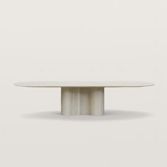 Sculptural Marble Dining Table with Wavy Pedestal Base