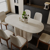 Sintered Stone Dining Table with Wavy Pedestal Base