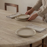 Sculptural Marble Dining Table with Wavy Pedestal Base