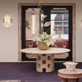 Round Dining Table with Sculptural Hollow Base