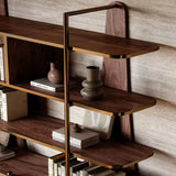 Luxury Wood Bookshelf with Premium Brass Accents