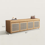 Entryway Rattan Shoe Cabinet with Flip-Top Shoe Changing Stool