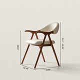 Curved Wood Dining Chair Armchair with Leather Cushion
