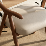 Curved Wood Dining Chair Armchair with Leather Cushion