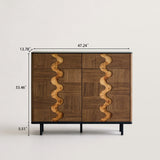 Entryway Shoe Cabinet with Textured Wavy Door and Adjustable Layer