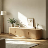 Oak Fluted TV Stand with Natural Grain and Sculptural Detail