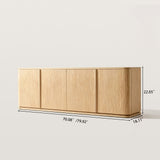 Oak Minimalist TV Stand with 4 Doors and Natural Grain