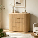 Oak 5-Drawer Curved Dresser with Soft-Close Drawers