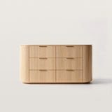 Oak 6-Drawer Cueved Dresser with Soft-Close Drawers