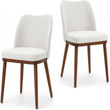 Modern Curved Wingback Dining Chairs with Wood Legs