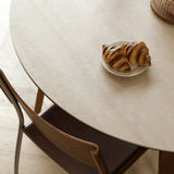 Sintered Stone Round Dining Table with Curved Wood Legs