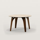 Sintered Stone Round Dining Table with Curved Wood Legs