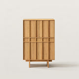 Sideboard Storage Cabinet with Slatted Natural Wood Doors