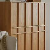 Sideboard Storage Cabinet with Slatted Natural Wood Doors