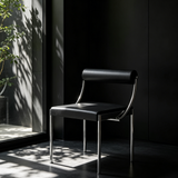 Leather Upholstered Dining Chairs with Stainless Steel Frame