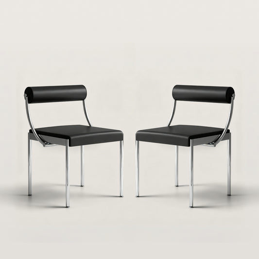 Leather Upholstered Dining Chairs with Stainless Steel Frame