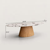 Oval Sintered Stone Dining Table with Wood Base for Dining Room