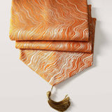 Wave Table Runner with Tassel and Luxury Satin Jacquard