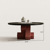Round Coffee Table with Irregular Geometric Base for Living Room