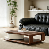 Rectangular Coffee Table with Recessed Wave Texture Tabletop
