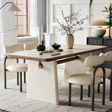 Rectangular Sintered Stone Dining Table with Thick Pedestal Legs