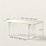 Modern Rectangular Dining Table with Transparent Glass Legs