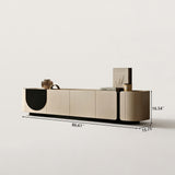 Modern Curved TV Stand with Storage Cabinets for Living Room