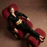 Creative Lounge Chair with Gold Wheel Base for Living Room