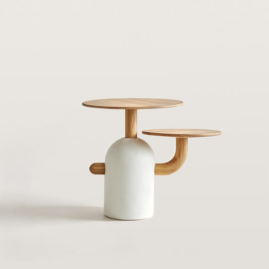 Creamy Style Round Coffee Table Set with Creative Design