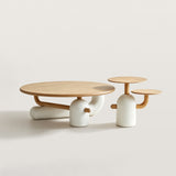 Creamy Style Round Coffee Table Set with Creative Design