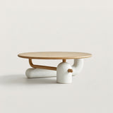 Creamy Style Round Coffee Table Set with Creative Design