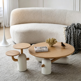 Creamy Style Round Coffee Table Set with Creative Design