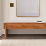 Mid Century Wood Entryway Bench with 2 Large Drawers