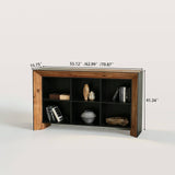 Rustic Wood Storage Cabinet with 6 Open Cubby for Living Room