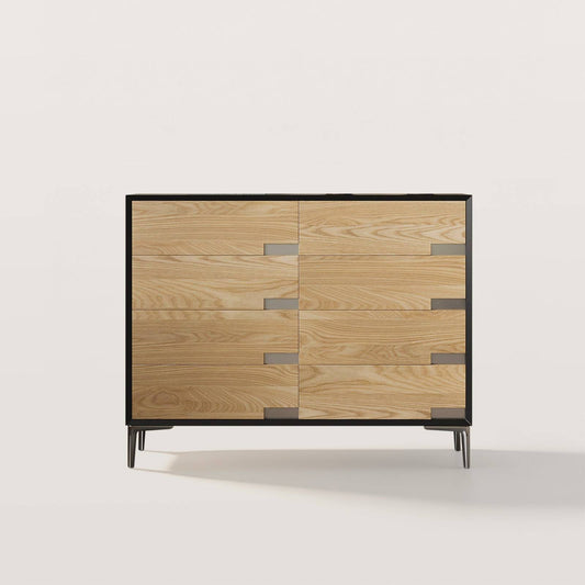 8-Drawer Wood Dresser with Recessed Stainless Steel Handles
