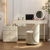 Vanity Desk with Drawer Cabinet and LED Mirror for Bedroom