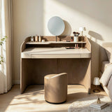 Luxury Upholstered Makeup Vanity with C-shaped Carcass