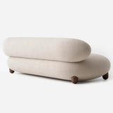Plush Boucle Curved Sofa with Wood Round Legs