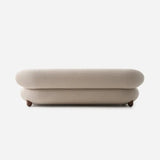 Plush Boucle Curved Sofa with Wood Round Legs