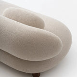 Plush Boucle Curved Sofa with Wood Round Legs