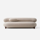 Plush Boucle Curved Sofa with Wood Round Legs