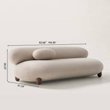 Plush Boucle Curved Sofa with Wood Round Legs