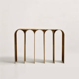 Sculptural 5 Arch Console Table with Brass-colored Coating