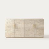 Travertine Textured Cabinet with 4 Doors for Living Room