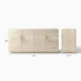 Travertine Textured Cabinet with 4 Doors for Living Room