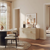 Travertine Textured Cabinet with 4 Doors for Living Room