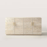 Travertine Textured Cabinet with 4 Doors for Living Room