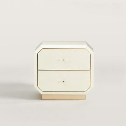 Modern Nightstand with Geometric Angled 2-Drawer